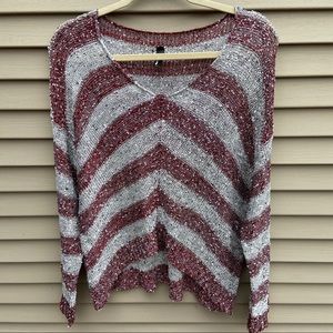 Pronto USA sparkly sequin stripe v neck sweater